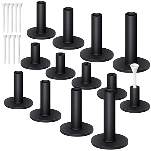 23 Pieces Rubber Golf Tees Set Golf Rubber Tees Holders for Driving Range Mats Value Tee Holder for Golf Hitting Mats and Indoor Outdoor Training Mixed Size 1.5 2.3 2.7 3.1 3.5 Inch (Black)