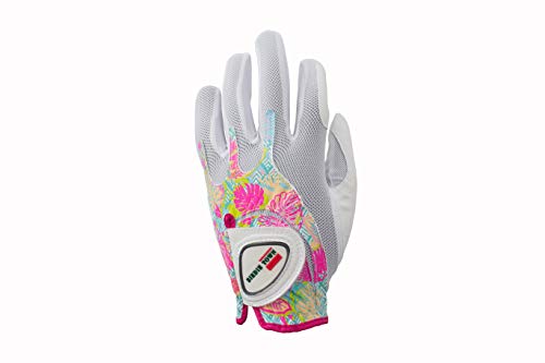 BIRDIE TOWN JUPITER Women’s Golf Glove – Breathable Synthetic Leather – One Size Fits Most (Tropical, Worn on Left Hand (Right Handed Golfer))