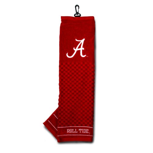 Team Golf NCAA Alabama Crimson Tide Embroidered Golf Towel, Checkered Scrubber Design, Embroidered Logo