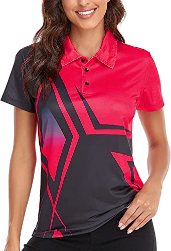 Little Beauty Women’s Golf Polo T Shirts Short Sleeve Collared Lightweight Moisture Wicking Tennis Athletic Print T-Shirts