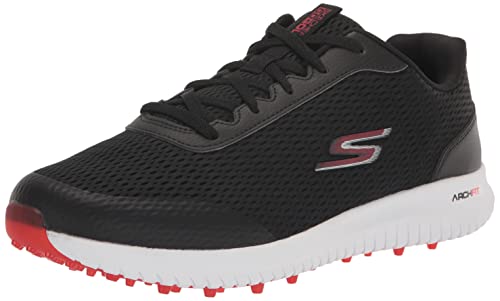 Skechers Men’s Max Fairway 3 Arch Fit Spikeless Golf Shoe Sneaker, Black/Red, 14