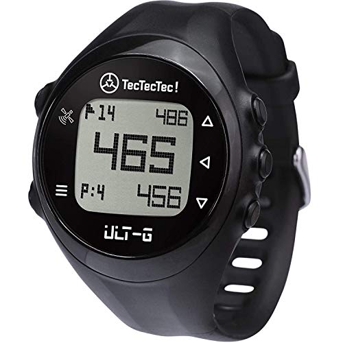 TecTecTec ULT-G Stylish, Lightweight and Multi-Functional Golf GPS Watch, Durable Wrist Band with LCD Display, Worldwide Preloaded Courses – Black