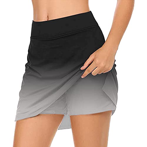 Bblulu Tennis Skirts for Women High Waisted Ruffle Layered Workout Athletic Golf Skort Skirts Athletic Shorts Grey