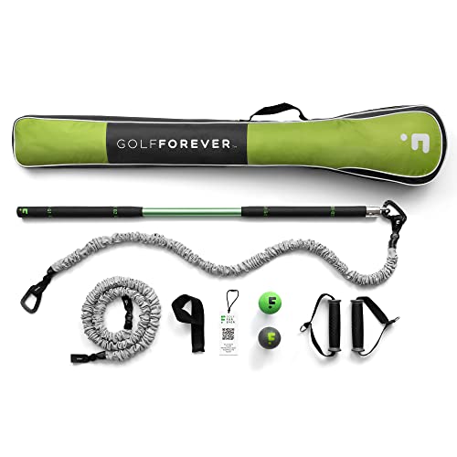 GolfForever Swing Trainer Aid & Kit | World’s 1st Complete Golf Training Aid Equipment to Improve Strength Flexibility & Golf Swing Posture | Includes Premium Carry Bag & 30-Day Training Video Access