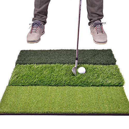 GoSports Tri-Turf XL Golf Practice Hitting Mat – Huge 24 Inch x 24 Inch for Optimal Practice