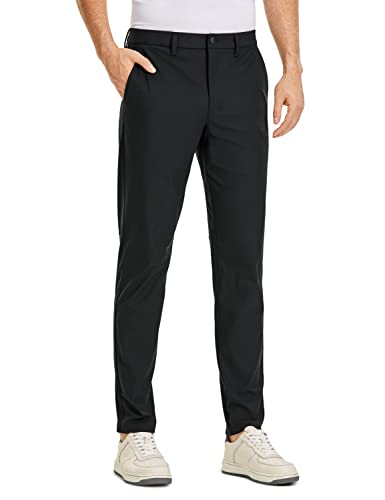 CRZ YOGA Men’s All-Day Comfort Golf Pants – 30″ Quick Dry Lightweight Work Casual Trousers with Pockets Black 36W x 30L