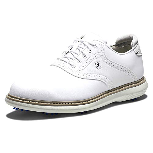 FootJoy Men’s Traditions Golf Shoe, White/White, 11