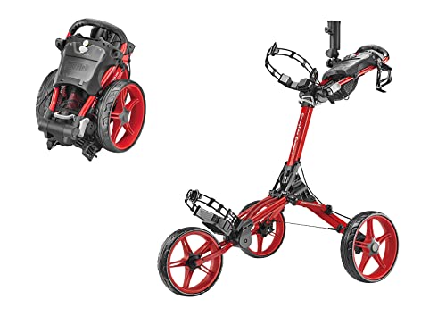 Caddytek CaddyLite Compact Semi-Auto Folding and Unfolding Golf Push Cart, Red