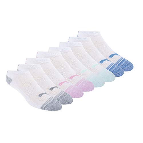 PUMA womens 8 Pack Low Cut Running Socks, White, 9 11 US