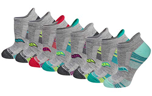 Saucony Women’s Performance Heel Tab Athletic Socks (8 & 16, Grey Assorted (8 Pairs), Shoe Size: 5-10
