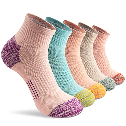 Gonii Ankle Socks Womens Athletic Thick Cushioned Running Hiking Low Cut 5-Pairs