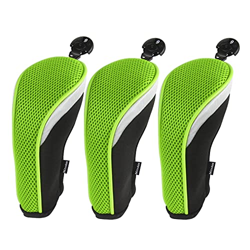 Andux Golf Hybrid Club Head Covers with Interchangeable No. Tag Pack of 3 Green