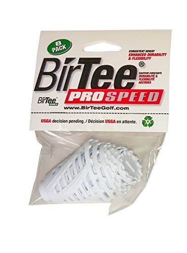 BirTee Golf Tees – PRO Speed Version with Enhanced Durability – 8 Pack. Indoor Golf Tees/Golf Simulator Tees/Winter Golf Tees. (White)