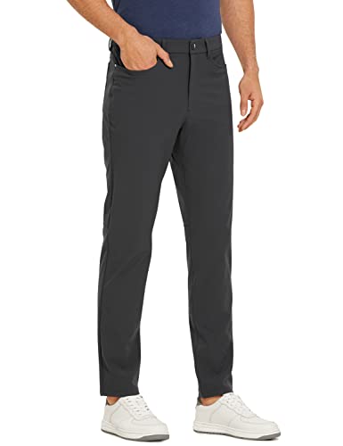 CRZ YOGA Men’s All-Day Comfort Golf Pants with 5-Pocket – 32″ Quick Dry Lightweight Casual Work Stretch Pants Ink Gray 32W x 32L
