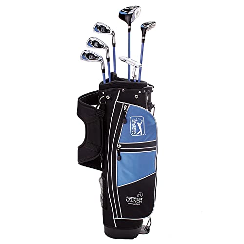 PGA TOUR GS1 Series Junior 10-Piece Golf Club Set, L, Blue, Right Handed, Ages 8-12 Years, Height Range 56-62″, Golf Games for Home, Kids Outdoor Play Equipment