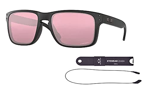Oakley OO9102 Holbrook 9102K0 55MM Matte Black/Prizm Dark Golf Square Sunglasses for Men + BUNDLE Accessory Leash Kit+ BUNDLE with Designer iWear Care Kit