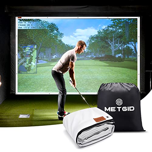 METGID Golf Simulator Impact Screen for Golf Training,16pcs Grommet Holes Family Indoor Series Available in 3 Sizes (White Upgrade, Size: 118 x 118 inch)