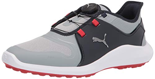 PUMA Men’s Ignite Fasten8 Disc Golf Shoe, Quarry Silver-Navy Blazer, 11