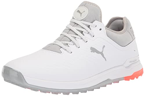 PUMA Men’s Proadapt Alphacat Golf Shoe, White/High-Rise, 10.5