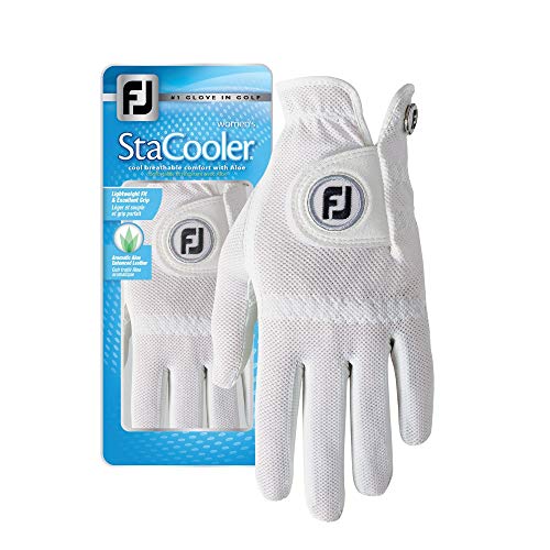 FootJoy Women’s StaCooler Golf Glove, Pearl Large, Worn on Left Hand