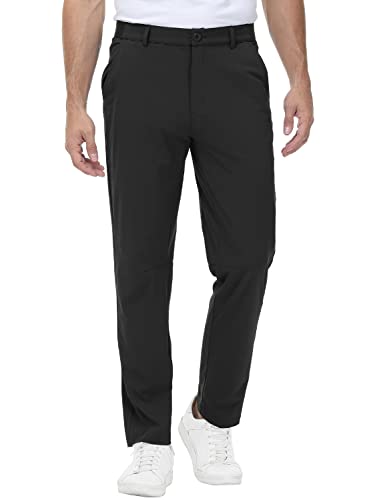 TBMPOY Mens Stretch Golf Pants Lightweight Quick Dry Casual Work Pant with 3 Pockets Black 36