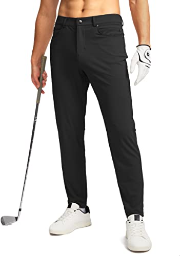 G Gradual Men’s Stretch Golf Pants with 6 Pockets Slim Fit Dress Pants for Men Travel Casual Work (Black, XL)