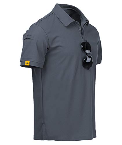 ZITY Mens Polo Shirt Short Sleeve Sports Golf Tennis T-Shirt Deep Gray