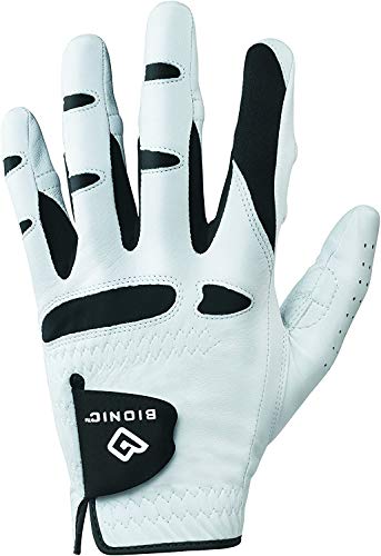New Improved 2X Long Lasting Bionic StableGrip Golf Glove – Patented Stable Grip Genuine Cabretta Leather, Designed by Orthopedic Surgeon! (Men’s Large, Worn on Left Hand)