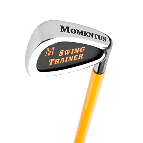 MOMENTUS Weighted Golf Swing Trainer – Shortened 7 Iron Swing Trainer Golf Club – Swing Trainer Aid to Improve Golf Shot Accuracy and Swing Speed for a Better Golf Game – 48 oz