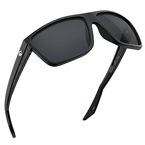 TOREGE Polarized Sports Sunglasses for Men Women Fishing Boating Beach Mountaineering Golf TR77 (C1-Matte Black&Black&S15 Gray Lens)