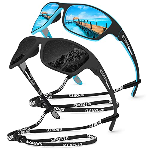 KUGUAOK 2 PACK Polarized Sports Sunglasses for Men Driving Cycling Fishing Sun Glasses 100% UV Protection Goggles