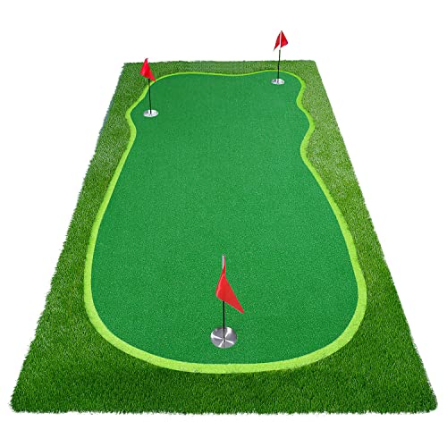 BOBURN Golf Putting Green/Mat-Golf Training Mat- Professional Golf Practice Mat- Green Long Challenging Putter for Indoor/Outdoor
