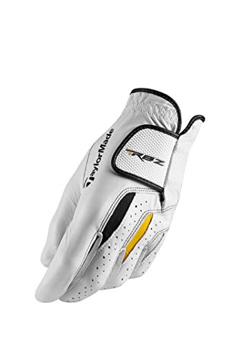 TaylorMade Golf RBZ Leather Glove, White/Gray/Yellow, Worn on Left Hand, Medium/Large