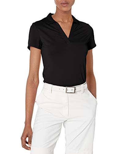 PGA TOUR Women’s Airflux Short Sleeve Golf Polo Shirt, Caviar, Large