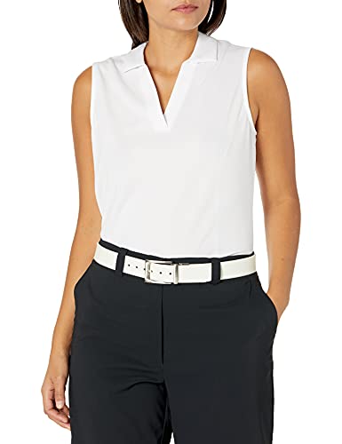PGA TOUR womens Sleeveless Airflux Polo Golf Shirt, Bright White, Small US