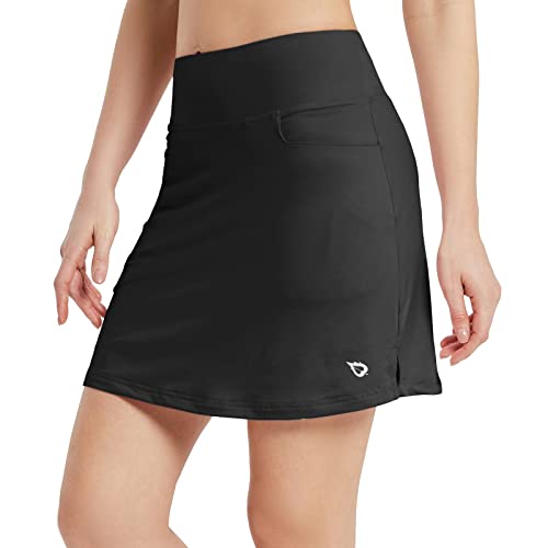 BALEAF Women’s 16” Golf Skirts High Waisted Tennis Athletic Running Workout Active Skorts with Pockets Black Medium