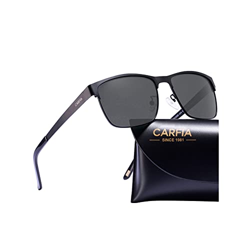 Carfia Metal Mens Sunglasses Polarized UV400 Protection for Driving Fishing Hiking Golf Everyday Use
