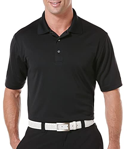 PGA TOUR mens Airflux Solid Mesh Short Sleeve Polo Golf Shirt, Caviar, X-Large US