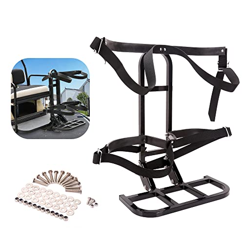 10L0L Golf Cart Universal Rear Seat Bag Holder Rack fit for Golf Cart Club Car Yamaha EZGO with Rear Safety Grab Bar & Trailer Hook Kit – Black