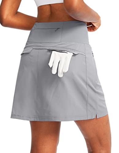 G Gradual Golf Skorts Skirts for Women with 5 Pockets Women’s High Waisted Lightweight Athletic Skirt for Tennis Running (Light Grey, Medium)