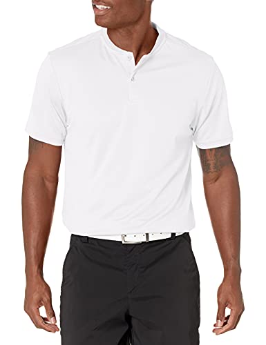 PGA TOUR Men’s Standard Pique Golf Short Sleeve Polo with New Casual Collar, Bright White, Large