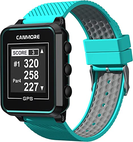 CANMORE TW353 Golf GPS Watch for Men and Women, High Contrast LCD Display, Free Update Over 40,000 Preloaded Courses Worldwide, Lightweight Essential Golf Accessory for Golfers, Turquoise/Gray