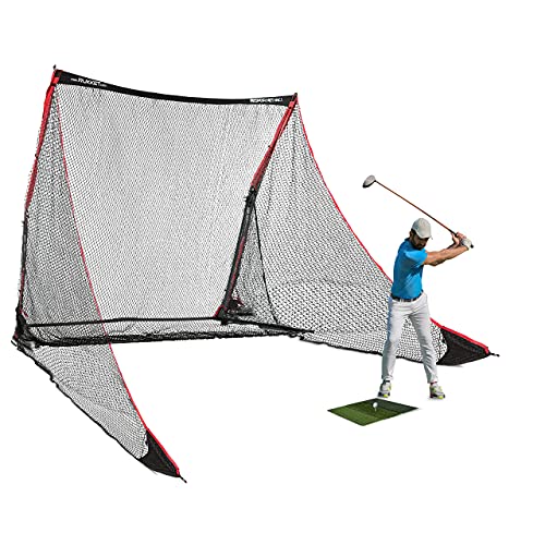 Rukket 4pc Golf Practice Bundle | 10x7ft SPDR Driving Net | Tri-Turf Hitting Mat | Barrier Protective Wings | Carry Bag | Portable Indoor and Outdoor at Home & Residential