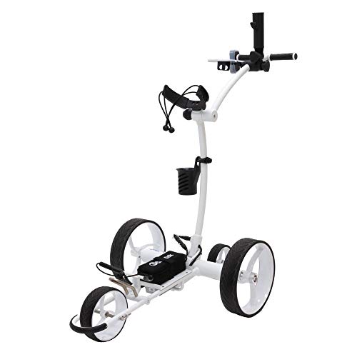 Cart-Tek Electric Golf Push cart with Remote Control – GRi-1500Li V2 Lithium Battery Electric Golf Caddy w/Free Accessory Bundle! Stop lugging Your Bag, Save Energy for Your Swing Today! (White)