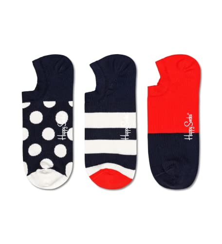 Happy Socks colorful and fun Socks for Men and Women 3-Pack Big Dot No Show Sock Size 10-13