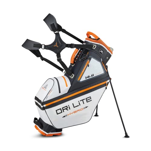 Big Max Dri Lite Hybrid Tour Stand Bag – Water-Repellent, Ultra-Lightweight & Push Cart-Compatible Golf Bag (White)