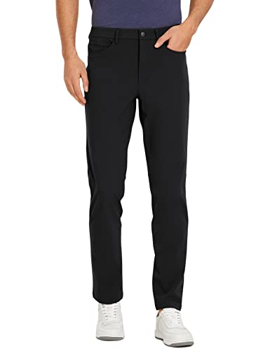 CRZ YOGA Men’s All-Day Comfort Golf Pants with 5-Pocket – 30″ Quick Dry Lightweight Casual Work Stretch Pants Black 32W x 30L