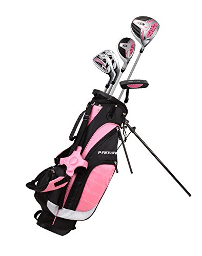 Remarkable Girls Right Handed Pink Junior Golf Club Set for Age 9 to 12 (Height 4’4″ to 5′) Set Includes: Driver (15″), Hybrid Wood (25*), 7, 9 Iron, Putter, Bonus Stand Bag & 2 Headcovers
