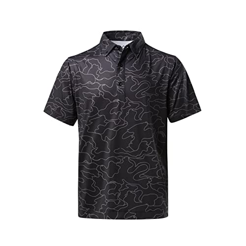 DEOLAX Mens Polo Shirts Fashion Prints athletic Golf Polo Shirts Casual Classic Fit Soft Breathable Short Sleeve Polo Shirt Lightweight Lapel Polo T-Shirt Top Performance Quick Dry Polo Shirts for Men