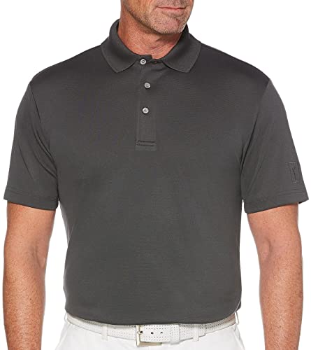PGA TOUR mens Airflux Solid Mesh Short Sleeve Polo (Sizes – 4x) Golf Shirt, Asphalt, X-Large US